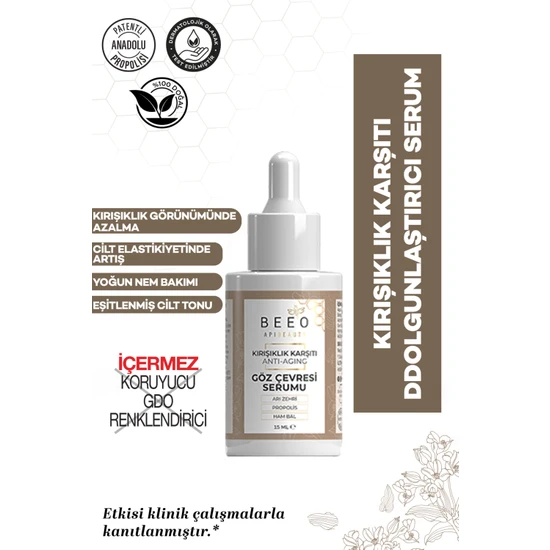 Bee'O Apibeauty Arı Zehirli Propolisli Anti-Aging Göz Çevresi Bakım Serumu 15 ml