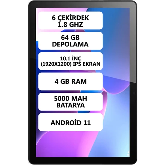 Lenovo Tab M10 (3rd Gen) 4gb 64 GB Depolama 10,1 Wuxga Tablet - ZAAG0003TR