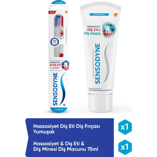 Sensodyne Hassasiyet & Diş Eti & Diş Minesi Diş Macunu 75 ml + Hassasiyet Diş Eti Diş Fırçası Yumuşak