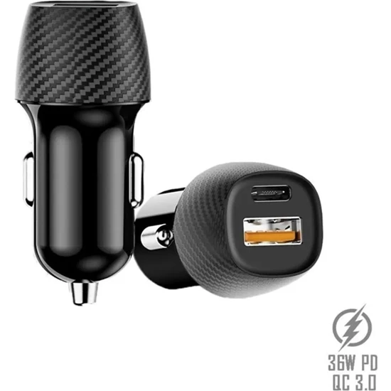 Techbender 20W Araç Şarjı Aleti Type-C - USB Çıkışlı Çakmaklık Şarj Aleti