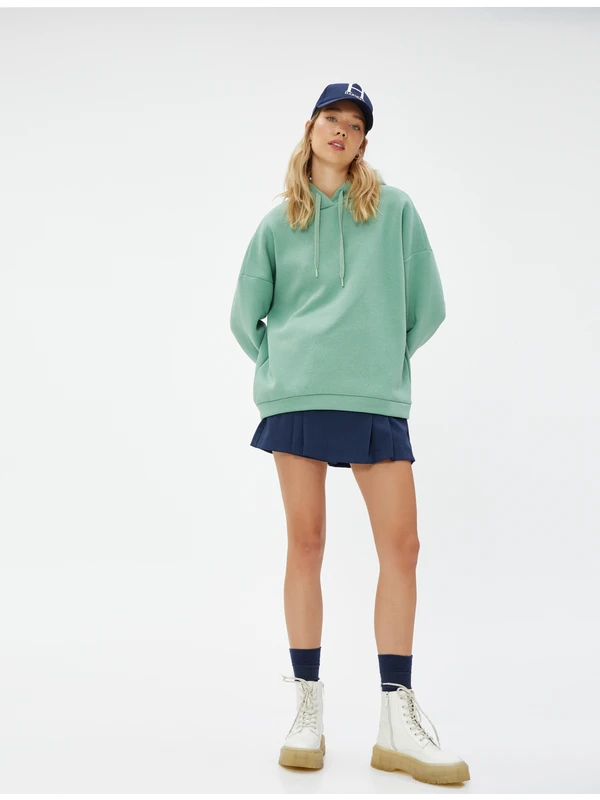 Basic Sweatshirt Kapüşonlu Uzun Kollu