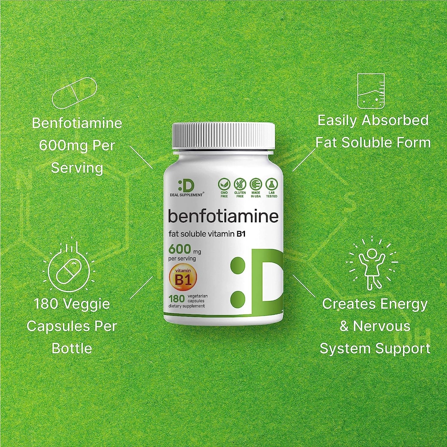 Deal Supplement Benfotiamine Fat Soluble Vitamin B1 Thiamine Fiyatı