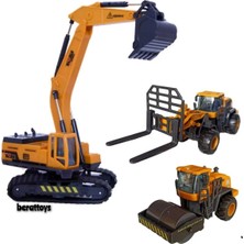 Berat Toys Berattoys Üçlü Iş Makinaları Kepçe&silindir&forklift Kırılmaz Iş Araçları Inşaat Set Ekskavatör