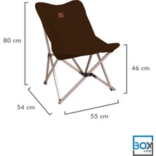 Box&Box Alüminyum Katlanabilir Kamp Sandalyesi, Piknik Sandalyesi, Taşıma Çantalı, Kumaş, Kahverengi