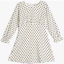 Koton Midi Elbise Puantiyeli Uzun Kollu Yuvarlak Yaka