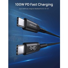 Jsaux USB 4.0 20GBPS Görüntü ve Veri Aktarım Gen Kablosu 20 Gb/sn Veri Aktarımı 100 W Şarj 5K@60Hz, MacBook Pro, Hub, Usb-C Yerleştirme Istasyonu Vb Uyumlu Type-C To Type-C Kablo CD0035 2m Siyah