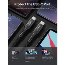 Jsaux USB 4.0 20GBPS Görüntü ve Veri Aktarım Gen Kablosu 20 Gb/sn Veri Aktarımı 100 W Şarj 5K@60Hz, MacBook Pro, Hub, Usb-C Yerleştirme Istasyonu Vb Uyumlu Type-C To Type-C Kablo CD0035 2m Siyah