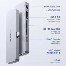 Jsaux 6in1 iPad Uyumlu Hub Adaptör Alüminyum Yüksek Hızlı Veri Aktarımı Type-C - USB 3.0 Adaptörü 4K 30Hz Hd USB C 100W Pd3.0 Şarj Cihazı Girişli iPad Ile Uyumlu HB0601