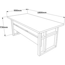 L'occi Concept March A Ofis Çalışma Masası Metal Ayaklı Barok 180CM*90CM