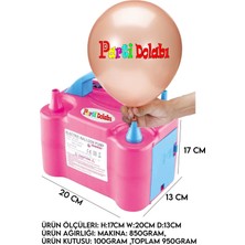 Parti Dolabı Çift Çıkışlı Balon Şişirme Makinası, Elektrikli Balon Pompası 73005 Pembe Mavi