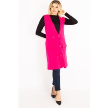 Şans Kadın Fujya Ön Düğmeli Uzun Yelek 65N35012