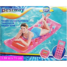 Bestway Deniz Yatağı Pembe 188 cm x 71 cm Pencereli ve Bardaklık