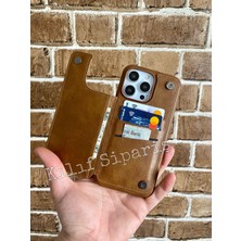 Kılıf Sipariş Iphone 14 Cüzdanlı Kart Bölümlü Deri Kılıf