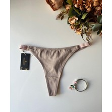 Intive Lingerie Perra Kadın %97 Pamuklu Günlük Kullanım Tanga (Siyah-Vizon)