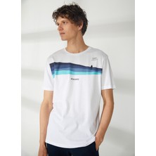 Discovery Expedition Bisiklet Yaka Baskılı Kırık Beyaz Erkek T-Shirt HARDAP
