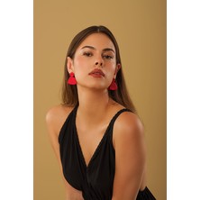 Gizy Store El Yapımı Polimer Kil  Kırmızı  Küpe