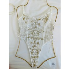 DBolla Lingerie Beyaz Transparan Bodysuit