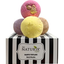 Naturix Banyo Topu Manikür Boy 4'ü Banyo Nem Bombası Küvet ve Jakuzi Köpüğü Topu Bath Bomb, Body Bomb