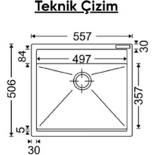 Nurka Granit Mutfak Evyesi Siyah