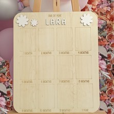 Workshop Aze 1 Yaş 12 Ay Doğumgünü Kişiye Özel Kuştüyü Ahşap Fotoğraf Panosu Doğum Günü