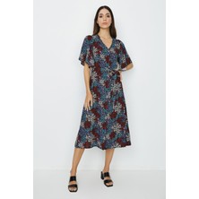 Select Moda Kadın Önden Düğmeli V Yaka Elbise