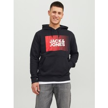 Jack & Jones Yazı Baskılı Içi Şardonlu Kapüşonlu Erkek Sweatshirt 12233599