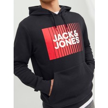 Jack & Jones Yazı Baskılı Içi Şardonlu Kapüşonlu Erkek Sweatshirt 12233599