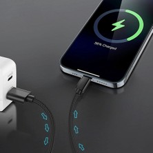 Noyiska Lightning Hasır Sağlam Hızlı Şarj Aleti Kablosu iphone Apple Uyumlu Data  Aktarım  Kablosu