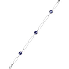 Buka Jewellery 925 Ayar Gümüş Nazar Boncuk Taşlı Ataş Bileklik