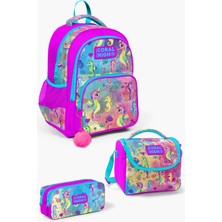 Coral High Kids Pembe Rengarenk Denizatı Desenli 3'lü Okul Çanta Seti SET0114412