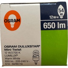 Osram Duluxstar Mini Twist 12W E14 2700K Sarı