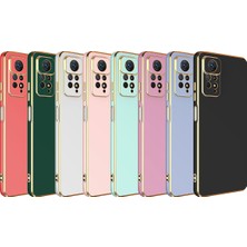 Case 4U Xiaomi Redmi Note 12 Pro 4g Uyumlu Kılıf Kamera Korumalı Parlak Gold Kenarlı Yumuşak Silikon Kapak Bark Açık Mavi