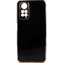 Case 4U Xiaomi Redmi Note 12 4g Uyumlu Kılıf Kamera Korumalı Parlak Gold Kenarlı Yumuşak Silikon Kapak Bark Siyah