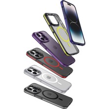 Case 4U Apple iPhone 14 Pro Max Kılıf Çıkıntılı Metal Kamera Çerçeveli Magsafe Şarj Özellikli Mat Görünümlü Renkli Kenar Wlons Vevo Kapak Derin Kırmızı