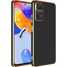 Case 4U Xiaomi Redmi Note 12 Pro 4g Uyumlu Kılıf Kamera Korumalı Parlak Gold Kenarlı Yumuşak Silikon Kapak Bark Siyah