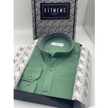 Fitmens Hakim Yaka Slim Fit Keten Erkek Gömlek - Yeşil