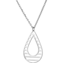 Gümüşcüm Damla Çizgili Tasarım Gümüş Kolye