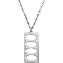 Gümüşcüm Dikdörtgen Elips Minimal Gümüş Kolye