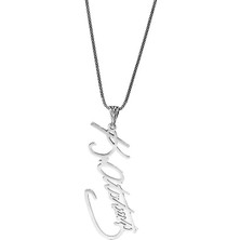 Gümüşcüm Atatürk Imzalı Dikey Gümüş Kolye