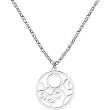 Gümüşcüm Desenli Lazer Kesim Minimalist  Gümüş Kolye