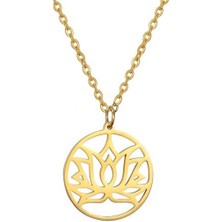 Gümüşcüm Lotus Çiçeği Altın Kaplama Gümüş Kolye