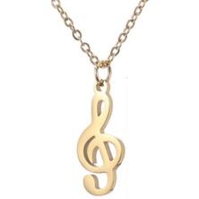 Gümüşcüm Sol Anahtarı Müzik Gümüş Kolye Altın Kaplama