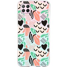 Printify Huawei P40 Lite ile Uyumlu 1mm Kapak Memphis Desen Tasarımlı Şeffaf Silikon Kılıf
