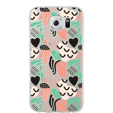 Printify Samsung Galaxy S6 ile Uyumlu 1mm Kapak Memphis Desen Tasarımlı Şeffaf Silikon Kılıf