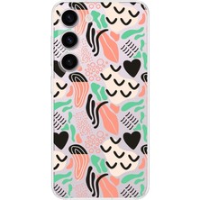 Printify Samsung Galaxy S23 ile Uyumlu 1mm Kapak Memphis Desen Tasarımlı Şeffaf Silikon Kılıf