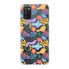 Printify Samsung Galaxy A02S ile Uyumlu 1mm Kapak Memphis Desen Tasarımlı Şeffaf Silikon Kılıf