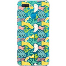Printify Oppo A5S  ile Uyumlu 1mm Kapak Memphis Desen Tasarımlı Şeffaf Silikon Kılıf