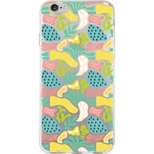 Printify Apple iPhone 6s ile Uyumlu 1mm Kapak Memphis Desen Tasarımlı Şeffaf Silikon Kılıf