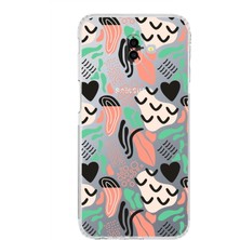 Printify Samsung Galaxy J6 Plus ile Uyumlu 1mm Kapak Memphis Desen Tasarımlı Şeffaf Silikon Kılıf