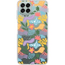 Printify Samsung Galaxy M33 ile Uyumlu 1mm Kapak Memphis Desen Tasarımlı Şeffaf Silikon Kılıf